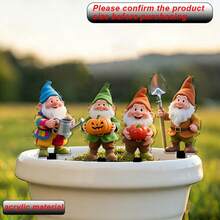 4 piezas Decoración de jardín bohemia con gnomos lindos, planos en 2D, adecuados para el patio, el césped, las plantas en macetas, regalo perfecto para fiestas - A - Ver 8