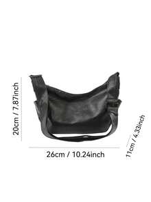 1 pièce Sac bandoulière style décontracté pour femme, sac à épaule minimaliste de couleur unie, en matériau PU, avec sangle réglable, convient pour un usage quotidien. Sac de style collégial pour étudiantes, adapté aux jeunes femmes - sorties, shopping, salle de classe, rendez-vous, cadeaux pour femmes, bureau, travail, voyage - Noir - Voir 4