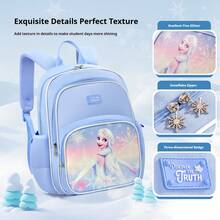 Balo Disney Elsa thời trang học sinh, dung tích lớn, cho học sinh tiểu học lớp 1-3, nhẹ, kháng khuẩn, thoáng khí, chống nước, màu xanh, sợi polyester, kích thước 28*18*38cm - Một mảnh - Xem 2