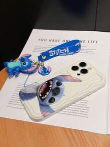 Disney Has Authorized, Phone Case - Chain Set, The Stitch Lilo & Stitch Phone Case Plus A Silicone 3D Or Fluffy Style Stitch Bracelet With Metallic Ring Removable Bracelet, Stitch And Angel Pattern, Compatible With Iphone 17/16/15/14/13/12/11/XS/XR/X Plus Pro Max, Wavy Design Phone Case For Girl, A Stylish Cartoon Summer Phone Case, The Perfect Gift Choice, Phone Protection, Durable Phone Cover, Great Gift For Friends And Family - Màu trắng kiểu A - Xem 5