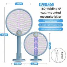 2-In-1 Rechargeable Electric Mosquito Swatter, Type-C Fast Charging, UV Mosquito Trap & Killer Lamp, Dual Modes, Large Mesh Design, Handheld & Upright, Suitable For Home, Dorm, Bedroom, Living Room, Outdoor, 300mAh - Standard Model - View 9