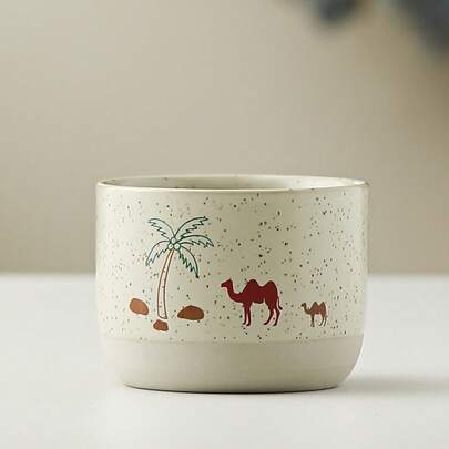 Taza de café con textura de camello de cerámica rústica, agarre vintage para arte de latte, taza aromática, taza creativa