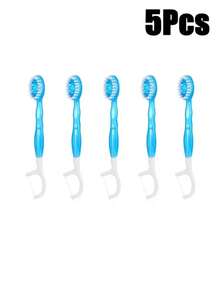 Bộ bàn chải đánh răng dùng một lần 10/20/30/50 chiếc, bàn chải đánh răng mini du lịch, bàn chải đánh răng mini 5 trong 1 đóng gói sẵn, chỉ nha khoa, tăm xỉa răng, dụng cụ làm sạch lưỡi, bàn chải đánh răng cầm tay tiện dụng (Màu xanh) - Nhiều màu - Xem 13