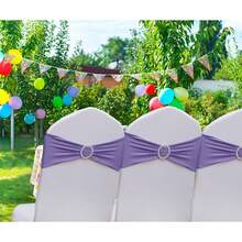5/10/20pcs Stretch Chair Covers With Buckle Sliders, Universal Elastic Chair Bands For Wedding Party Celebration (Purple) - View 2