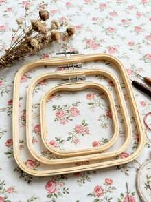 3 Sizes Of Optional Embroidery Rings, Square Bamboo Adjustable Frame, Cross Stitch Craft Sewn Square Embroidery Ring, Small Embroidery Product Diy Embroidery Tool Diy Hand Embroidery Toolkit, Suitable For Arts And Crafts, Convenient Sewing, Cross Stitch Products, And Home Decoration - Multicolor - View 5