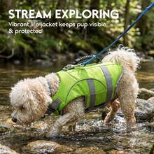 1pc Dog Life Jacket With High Buoyancy, Rescue Handle And Reflective Design, Adjustable For Small To Large Dogs - Green - View 8