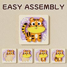 1 Set Animal-Shaped Progressive Puzzle Toy, Children's Animal Shape Color Recognition Learning Game, Cute Cartoon Image East-To Grasp Design Toy, Birthday Party Summer Easter Labor Mother's Day Children's Day Gifts For Boys Girls - Multicolor - View 6