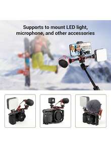 Multi-Functional Dual Cold Shoe Bracket, 1/4" Extension Rod For Vlogging, Compatible With Microphones, LED Lights & Camera Accessories - View 2