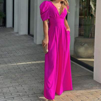 2026 Spring New Women's Clothing-Border Jumpsuit Fashionable Pleated High-Waisted Bell-Bottom Pants