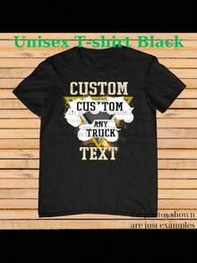Any Monster Truck Shirt –  Text Tee, Personalized Monster Jam Birthday Gift For Kids & Adults, Customizable Truck Design #7 - 黑色 - 查看 1
