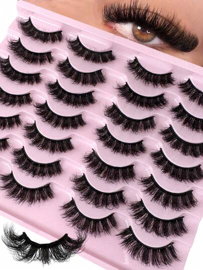 14 Pairs Russian Volume Fluffy Natural Lashes, DD Curl Classic Cat Eye Mink False Eyelashes, Soft & Natural Lash Extension For Everyday, Party, Halloween, Christmas Occasions