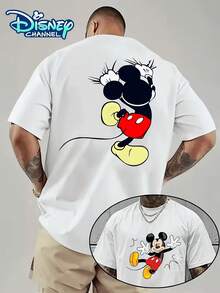(Disney Licensed)Disney Mickey Mouse Break Through Paper Illusion Action Front And Back Print Men's Oversized Crew Neck Short Sleeve Graphic T-Shirt, Cool Retro Casual Streetwear Tee For Men Summer Daily Wear, Disney Officially Authorized Men's Short-Sleeved T-Shirts, Mens Clothes, Men, Ropa De Hombre, Summer Clothes, Men Shirts, Graphic Tees, Disney Outfits Men, Graphic Tees, Camisetas Para Hombre, Camisas Para Hombre, Summer Outfits For Men, Father's Day Gift, Perfect Gift For Family And Friends, Which Are Necessary For Birthday Parties, Disney Shirts, Mens Clothes, Summer Clothes, Officially Licensed Disney T-Shirts, Disney Men's And Women's Spring/Summer Fashion Casual Short-Sleeve T-Shirts - 白色 - 查看 1