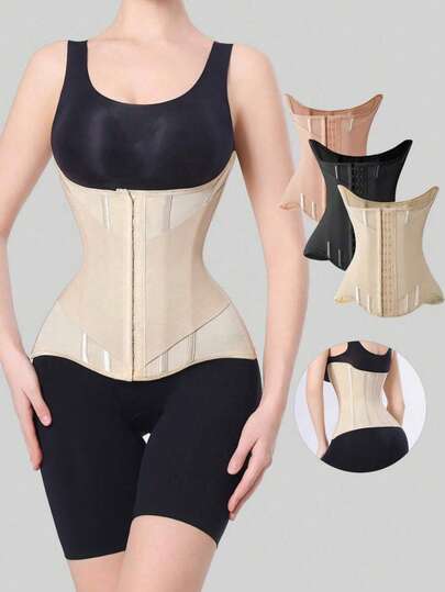 1 chiếc áo ngực thể thao nén dành cho nữ, đai định hình eo, kiểm soát vùng bụng kèm đai hỗ trợ lưng.