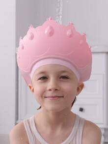 1pc Children's Crown Shampoo Cap, Adjustable Buckle Waterproof Hair Washing Hat, No Water Into Ears & Eyes, Soft Silicone Bath Visor, Leakproof Shower Cap For 1-12Y Toddlers Kids Boys Girls, Cute Princess Crown Design, Comfortable & For Baby Bath Time Hair Washing Pink - Pink - View 11