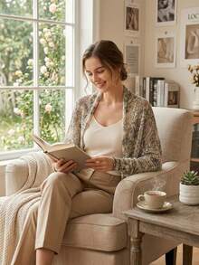 1pc Women's Loose Knit Hollow Out Shawl, Lightweight Long Sleeve Cape For Spring, Summer & Air Conditioning - 26 Khaki - View 3