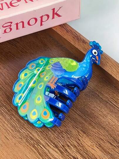 1 chiếc kẹp tóc hình con công dễ thương dành cho nữ, kẹp tóc hình động vật màu xanh lá cây dễ thương, kẹp tóc chắc chắn, chống trượt dành cho bé gái, phụ kiện tóc dễ thương cho sử dụng hàng ngày và dịp lễ.