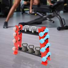 JUSODIN Rack d'haltères pour musculation - Rouge et noir - Voir 3