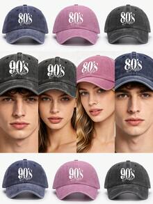 1件經典水洗棒球帽中性款彎簷帽「80s 90s」印花可調節式後扣帽 復古柔軟透氣休閒日常穿搭 - 白色80S90S - 查看 4