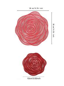 1/4/6pcs Rose Flower PVC Gold Foil Placemats & Coasters, Suitable For Home Dining Table Decor, Tea Cup Heat Insulation Pads, Protect Tabletop, Home Kitchen Tea House Coasters, Minimalist Style Coaster Holders, Wedding Valentine's Day Holiday Party Coasters - Multicolor - View 9