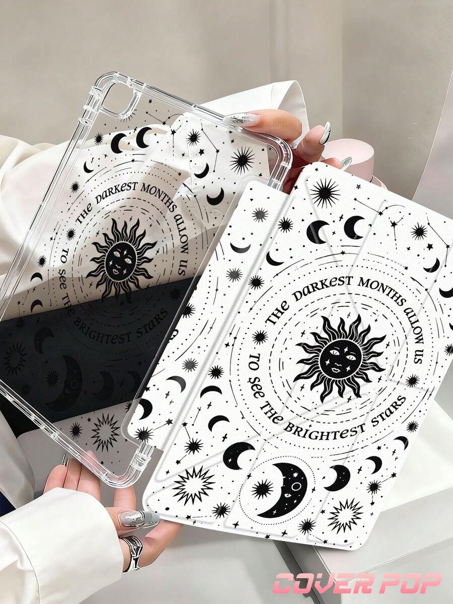 Ốp lưng máy tính bảng họa tiết Mặt Trời & Mặt Trăng Tarot, tương thích với iPad Air 11 inch M3 2025 / M2 2024, Air thế hệ thứ 5 2022, Air 8 2026 (11/13 inch), (A16) 11 inch thế hệ thứ 11 2025, tương thích với Samsung Galaxy Tab, Kindle Paperwhite thế hệ thứ 12 2024. Mặt lưng trong suốt, ốp bảo vệ họa tiết thời trang, chức năng tự động tắt/mở màn hình, bảo vệ bằng túi khí, là lựa chọn tuyệt vời cho cả công việc văn phòng và làm quà tặng. - Nhiều màu - Xem 1