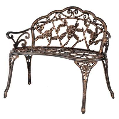 Cast Aluminium Garden Bench Outdoor Bench Furniture Patio Bench Seating Park Patio Seat Cast Iron Antique Finish Chair