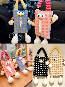 1pc Cute Monster Tissue Box, Bathroom, Bedroom, Living Room, Car Tissue Paper Dispenser, Car Trash Can, Tissue Box, Cute Tissue Dispenser Hanging Bag, Car Accessories - Multicolor - View 12
