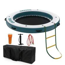 Plataforma Flotante Inflable de Alta Resistencia – Isla Hamaca de Agua de 8 pies para Lago, Piscina, Playa – Superficie Antideslizante, Soporta de 4 a 7 adultos, Fácil de Conectar, Incluye Escalera y Kit de Anclaje – Ideal para Deportes Acuáticos y Relajación - A - Ver 4