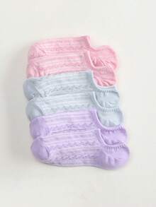 5 paires de chaussettes courtes invisibles tissées pour femmes, chaussettes doublures basses, couleurs assorties, chaussettes courtes décontractées convenant aux baskets, ballerines et à l'usage quotidien - Multicolore - Voir 8