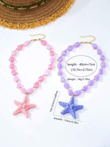 1件海洋风多巴胺亚克力海星吊坠项链，适合女士夏季海滩、派对佩戴 - 海星2 - 查看 5