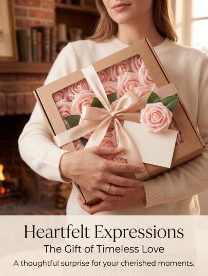Ultra-Realistic Artificial Roses - Each Box Contains 25 Pieces, Perfect For Birthdays, Gift Wrapping, Wedding Bouquets, Bridal Bouquets, Table Decorations, Graduation Ceremonies, Bridal Floral Decorations, Chair And Table Adornments, Candlestick Embellishments And Cake Decorations, Offering A Precious Commemorative Option To Enrich Your Celebrations.