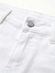 New Washed Slim-Fit Women's Jeans, Casual & Commuting - White - View 5