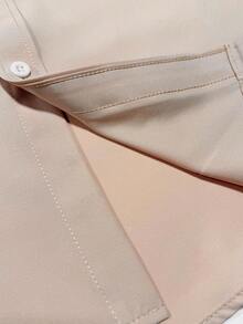 Men's Solid Color Formal Shirt With Button Design, Long Sleeve - Apricot - View 5