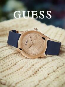 GUESS Women's Rose Gold-Tone Case Blue Silicone Strap Watch GW0665L2 - Rose Gold - View 3