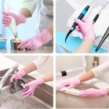 100pcs 6 Colors Available Disposable Nitrile Latex Free Tattoo Nail Hair Salon Cleaning Gloves - 淺粉色 - 查看 4