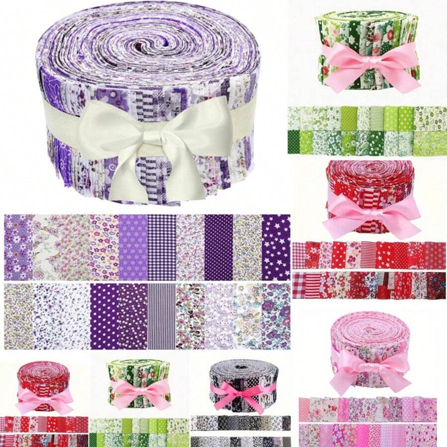 40 Rolls 2.56" X 19.7" Purple Jelly Roll Fabric, Suitable For Sewing, Quilting, Carpets And Other Crafts - Colorful - View 1