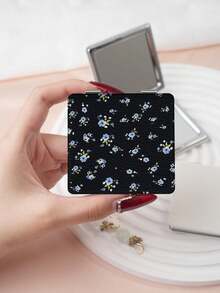 1pc Countryside British Style Floral Compact Makeup Mirror, Foldable, Lightweight, Portable, PU Leather, Suitable For Various Occasions, Travel, Gatherings, Work, School, Suitable For All Ages - MultiWarna - View 12