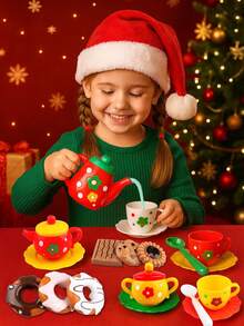 24pcs Girls Pretend Play Tea Party Set, Donut & Cake Toy Kitchen Playset, Christmas Gift For Girls - Afternoon Tea Set - View 6