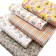 5pcs/Set Bee Flower Pattern Faux Synthetic Leather Fabric Sheets Bundle For DIY Bows, Earrings, Crafts, Handbag, Diy Projects - Default - View 5