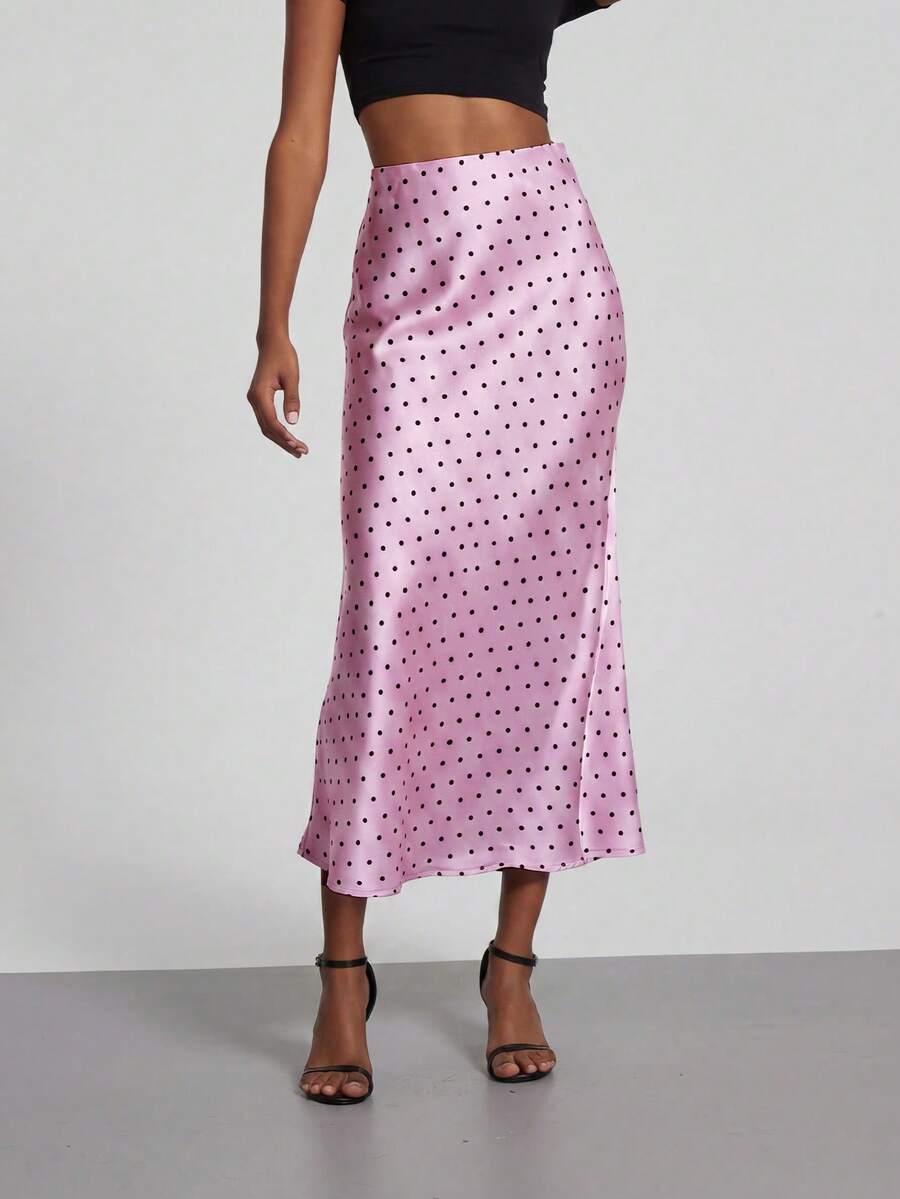 Se-Helo Women's Fashion All-Season Satin Elastic Waist Maxi Skirt Vacation
