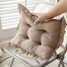 1pc Boho Chair Cushions For Dining Chairs Farmhouse Rustic Ruffled Chair Pads Soft Comfortable Seat Cushions For Kitchen Chairs Home Decor - Beige - View 4