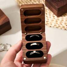 1 hộp đựng nhẫn bằng gỗ chạm khắc 3 ngăn theo yêu cầu, hộp đựng nhẫn cầu hôn/đính hôn 3 ngăn cá nhân hóa. - Nhiều màu - Xem 4