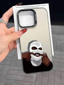 Ski Mask Smiling Character 2D Pattern Popular Creative High-End Beautiful And Fashionable Commuting Personality Style Suitable For Elders Friends Family Lovers Your Own Birthday Gifts Holiday Gifts Black Matte Feel Full Protection Dustproof And Waterproof Soft Shell Compatible With Apple 17/17AIR/17Pro/17ProMax 16 15 14 13 12 11 And Galaxy S Series. - Negro - Ver 5