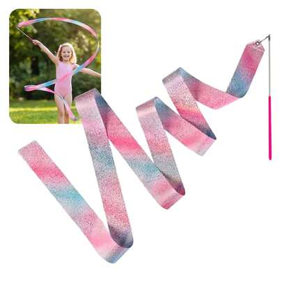  Cinta de Gimnasia de 2/4/6 Metros con Asa para Niños y Adultos, Accesorio Ligero para Danza, Actuaciones Artísticas y Gimnasia Rítmica Q9OZ