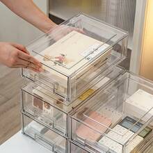 CASEGRACE 1个透明可堆叠桌面收纳盒,适用于文具、办公用品、桌面整理、家居收纳、学习用品收纳,透明容器可存放各种杂物,是办公桌、梳妆台、卧室、宿舍收纳的理想之选。 - 無色 - 查看 9