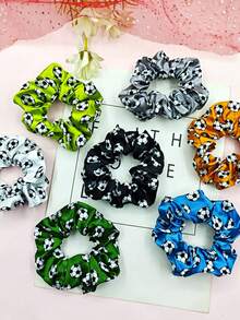 5 piezas Scrunchies de seda con estampado aleatorio de fútbol de la Copa del Mundo, lazos de alta calidad para el cabello, adecuados para uso diario, sesiones de fotos, aficionados al deporte y animadoras, gran regalo para amigos, novias, cumpleaños, vacaciones, viajes y fiestas - Multicolor - Ver 5