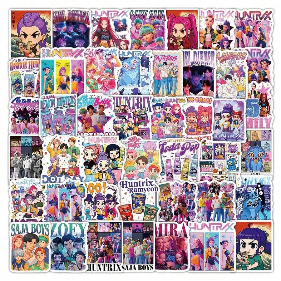 54 buc autocolante drăguțe cu desene animate anime , potrivite pentru scrapbooking, decorare jurnal, meșteșuguri DIY, decor papetărie - Multicolor - Vizualizare 1