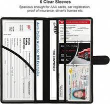 Premium Leather Car Document Holder With Magnetic Closure - Keep Your Registration, Insurance, Driver's License, And Cards Organized In Your Glove Box - Sleek Black Design - Black - View 3