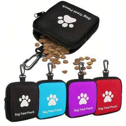 Bolsa de entrenamiento para perros de poliéster con cierre de cremallera - Bolsa portátil para aperitivos de mascotas para actividades al aire libre y paseos, disponible en varios colores (negro, rojo, morado, azul), contenedor de aperitivos para mascotas diseñado para propietarios de perros y entrenadores