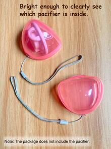 1/2/4 piezas Estuche para chupete con cordón, Estuche portachupetes, Caja para clip de chupete para caminar, viajar, cochecito (No incluye chupete) - Rosa Pálido - Ver 3