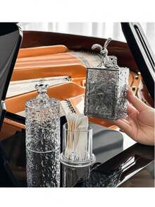1pc Glacier Texture Toothpick Holder, High-End Home Dust-Proof Storage Box For Toothpicks, Dental Floss, Cotton Swabs - A - View 1
